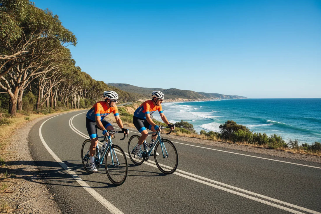 Cyclists riding on a scenic Australian road while using BS Brace for ingrown toenail treatment